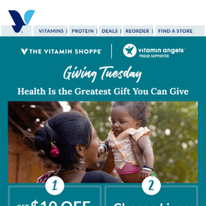 Save $10 when you support Vitamin Angels