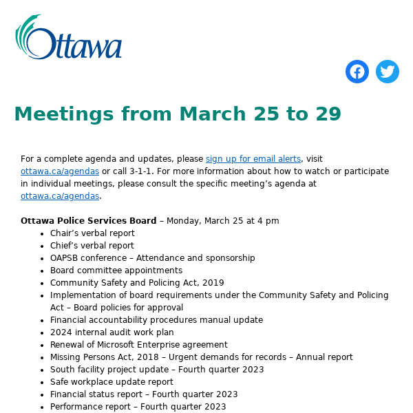 Meetings from March 25 to 29