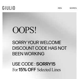 OOPS! Our Welcome Code Stopped Working