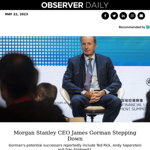 Morgan Stanley CEO James Gorman Stepping Down