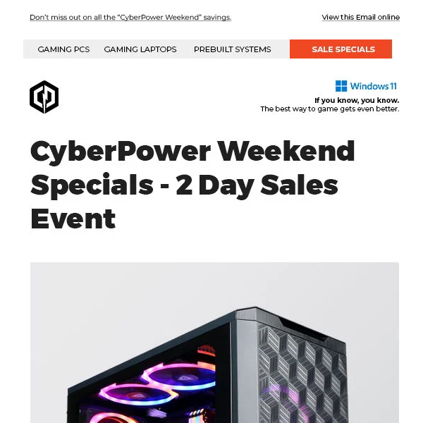 ✔ CyberWeekend Gaming PC Deals - Limited Time Offers