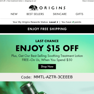 ⏰Origins, Last Chance For Your Exclusive Offer!