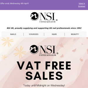 VAT FREE Sales at NSI UK Start Today 🎉
