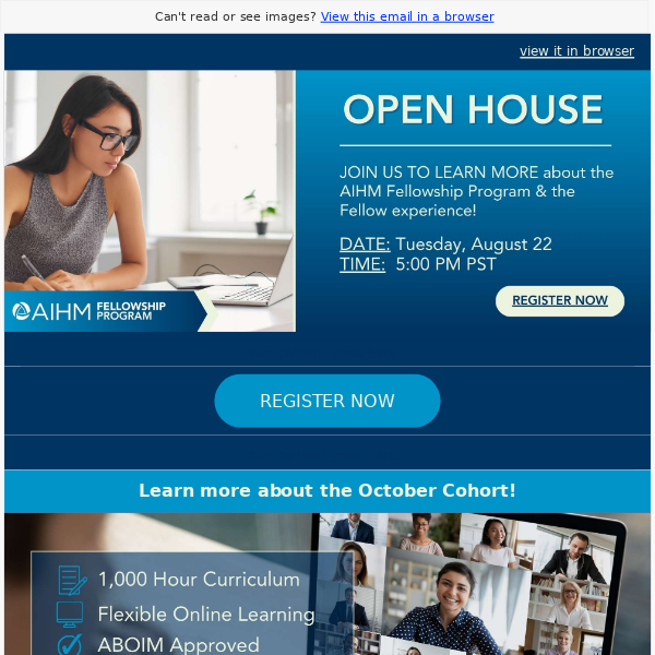 Fellowship Open House - October Cohort Tomorrow, 8/22 at 5:00 PM PST