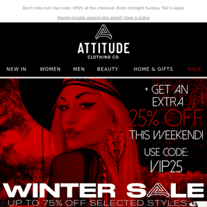 Extra 25% off all SALE items: limited time only