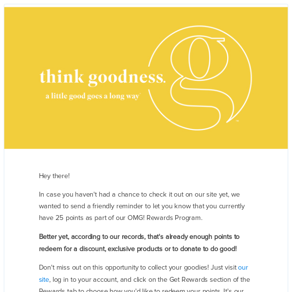 [Think Goodness] Congratulations! You Have Enough Points for Some Goodies!