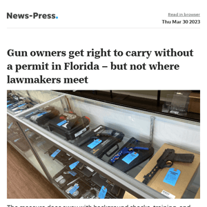 News alert: Gun owners get right to carry without a permit in Florida – but not where lawmakers meet