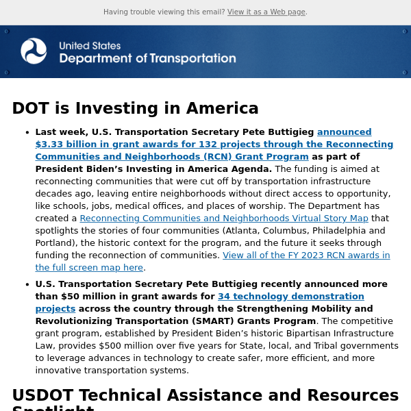 USDOT Navigator – March Biweekly Bulletin