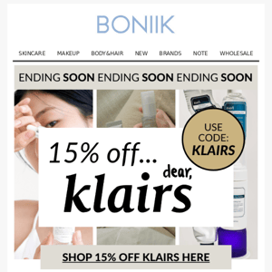 PSA! 15% off KLAIRS ending SOON! 🏃‍♂️