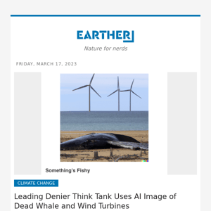 Leading Denier Think Tank Uses AI Image of Dead Whale and Wind Turbines