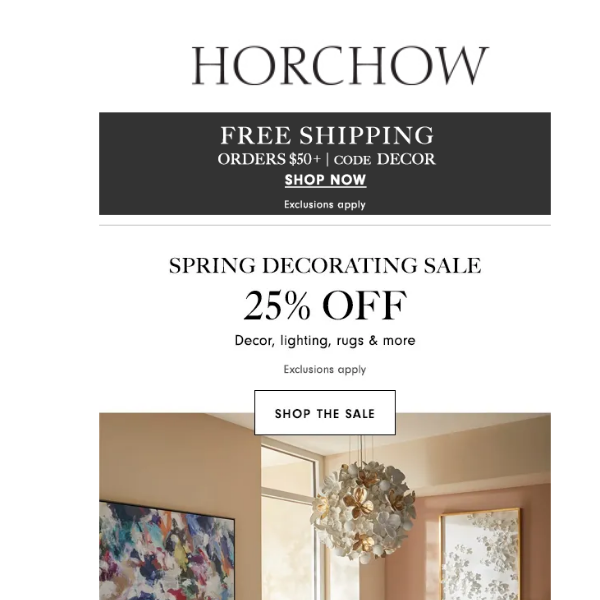 Spring Decorating Sale! Take 25% off rugs, art, faux florals & more!