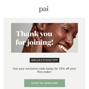 Welcome To Pai! | Your 15% Off Code's Inside