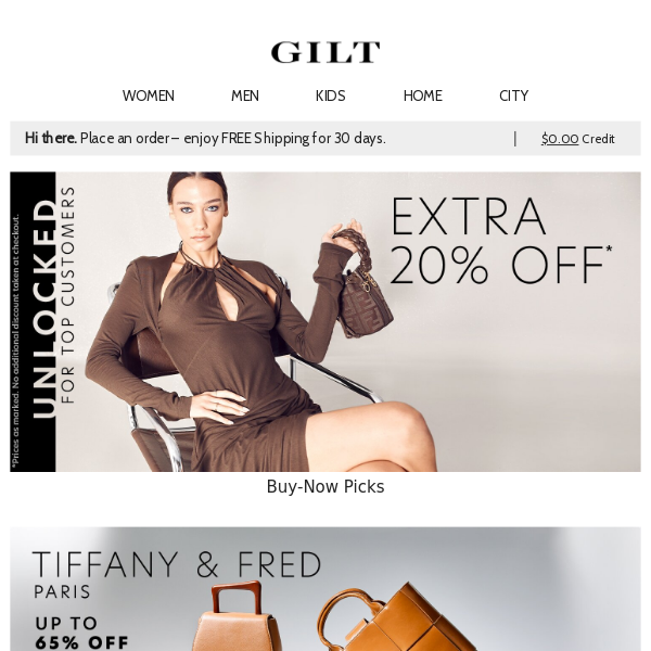 Extra 20% Off Unlocked for Top Customers | Tiffany & Fred Paris Up to 65% Off