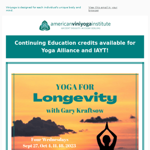 Yoga for Longevity begins next week
