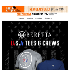 🎆 Beretta USA Tees & Crews from $11.99 💸