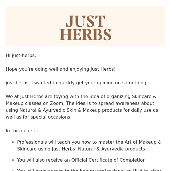 Just Herbs, Are You Interested In A Free Make Up Class? 😍