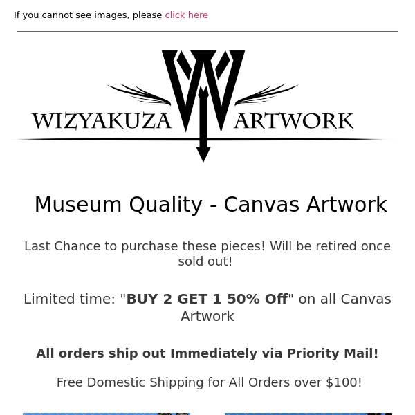 $25 CANVAS ARTWORK - BUY 1 GET 1 50% OFF! || Wizyakuza.com