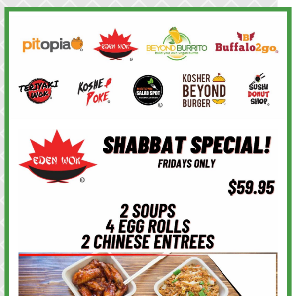 Share a little of the beauty of Shabbat- Send a friend a Shabbat Special from Kosher In Midtown