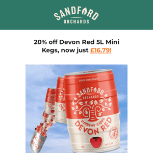 20% off Devon Red 5L Mini Kegs, now just £16.79!