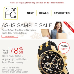 HUGE Sample Sale Savings! OVER 75% OFF Invicta