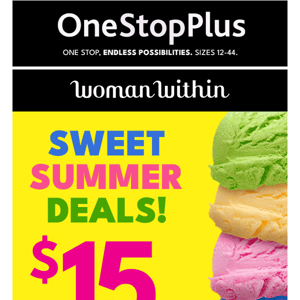 $15 or less! Shop Woman Within’s summer savings collection