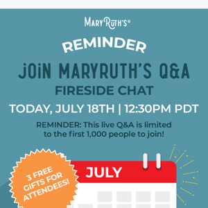 Countdown: 1 hour until MaryRuth is LIVE