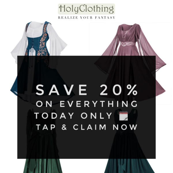 20%-Off Sitewide 🧙‍♀️ Today Only Holy Clothing ⚔️👸