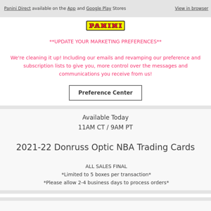 🏀 2021-22 Panini Donruss Optic NBA Trading Cards Available Today