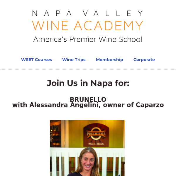 BRUNELLO with Alessandra Angelini & 25% off Premium NVWA Certification Courses