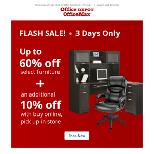 Great Offers Await: Up to 60% off Office Furniture Flash Sale