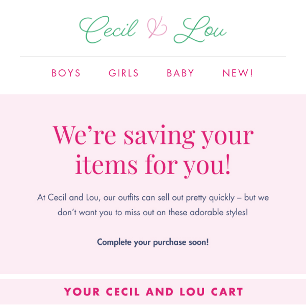 🎀 We're saving your items for you!