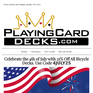 🎆Major 4th of July Sale! All Bicycle Decks 25% for a Limited Time!🎆