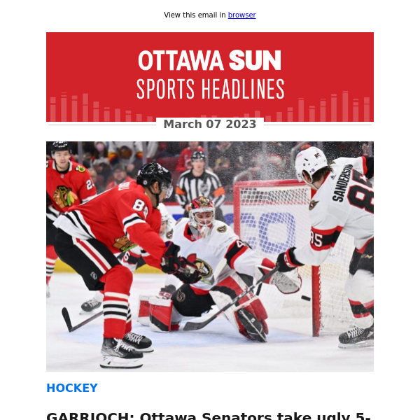 GARRIOCH: Ottawa Senators take ugly 5-0 loss to Blackhawks