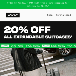 20% off Flex suitcases