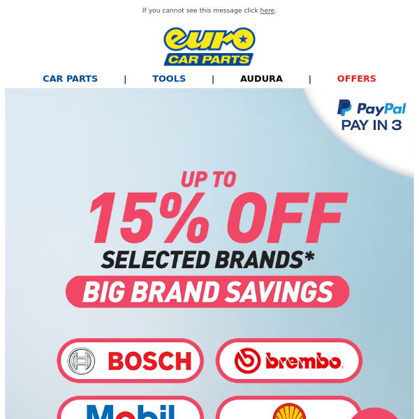 Big Brand Savings! Up To 15% Off Selected Brands!