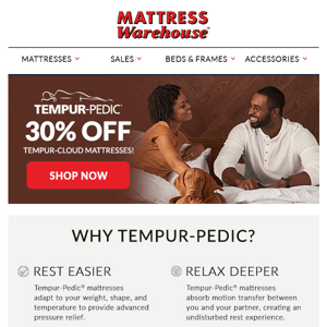 📣 Tempur-Pedic Flash Sale >> 30% OFF Tempur-Cloud Mattresses!