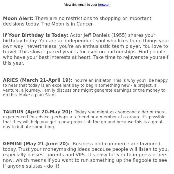 Your horoscope for February 19