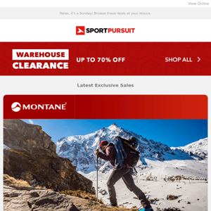 Up to 66% Off: Montane | Bang & Olufsen - New Products | Fanatics | Riber Kayaks | Teko Socks