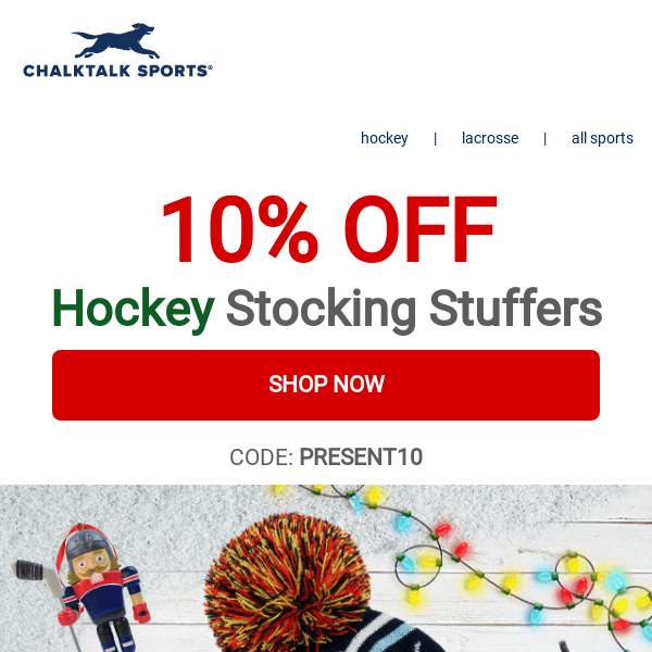 10% Off Hockey Stocking Stuffers TODAY - Ships Fast!