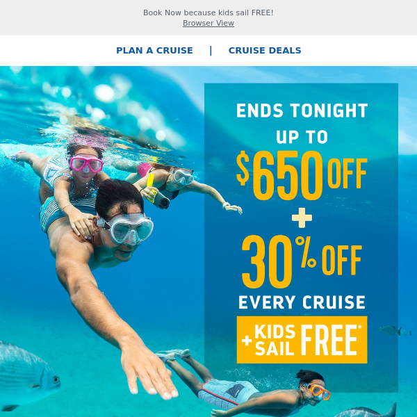*Offer Ends Tonight* You can still go all in on an awesome vacay with INCREDIBLE savings of up to $650 + 30% off every guest
