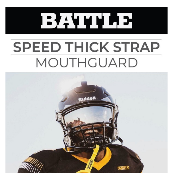 Battle Sports Speed Football Mouthguard with Connected Thick Strap - Black