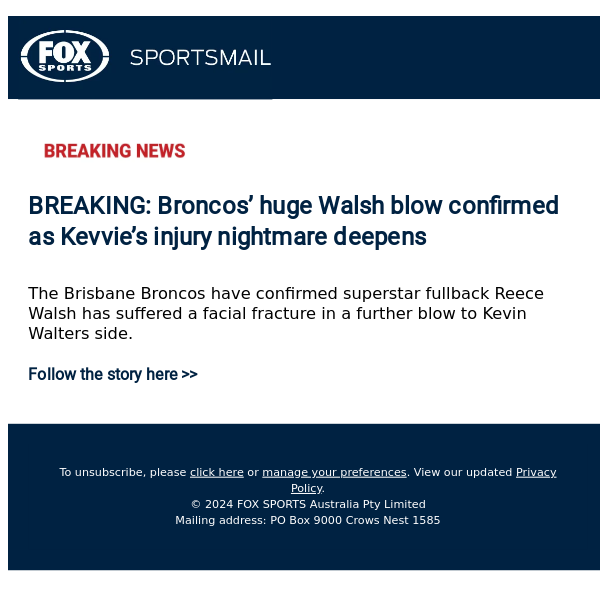 BREAKING: Broncos suffer brutal Walsh blow as injury crisis deepens