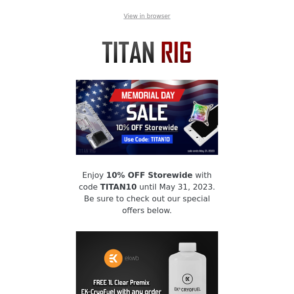 TITAN RIG Memorial Day Sale!