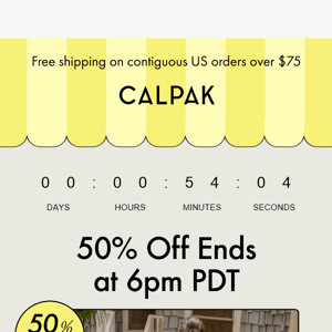 One. More. Hour. 50% Off.