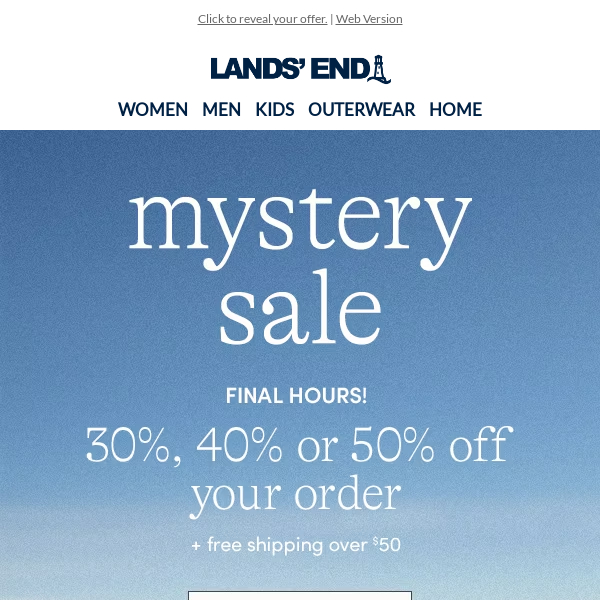 Hours left! Snow day mystery sale