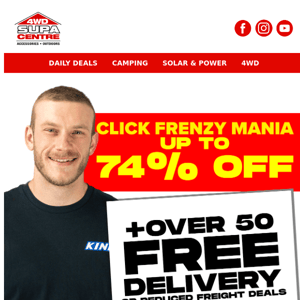 👆 Click Frenzy Mania Up to 74% Off – Insane Daily Deals End Midnight + Free Delivery Galore