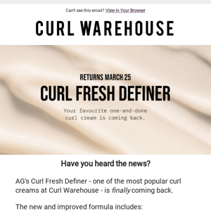 AG Care's Curl Fresh Definer is FINALLY Coming Back!