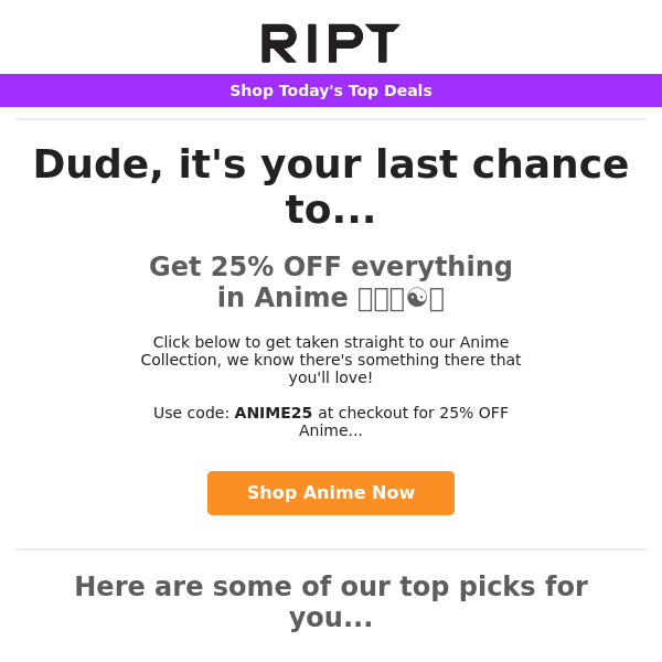Last day for 25% off Anime 🍥