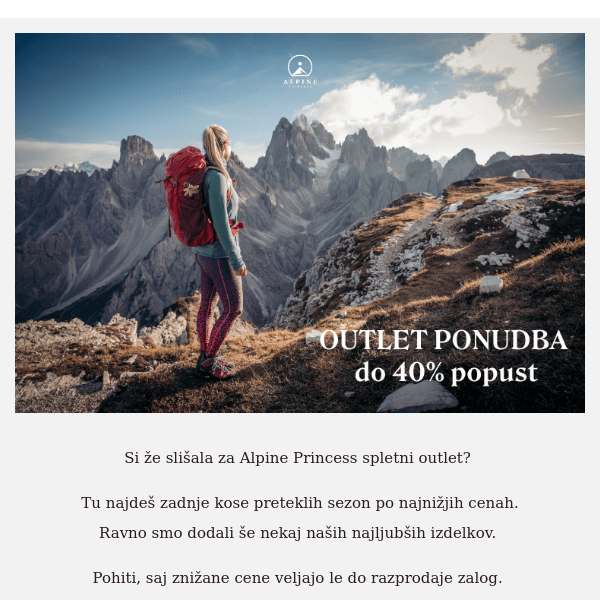 Novo v OUTLETU 🥳 - Alpine Princess