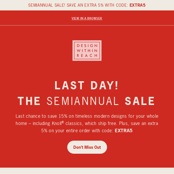 Last day! Save 15% during the Semiannual Sale
